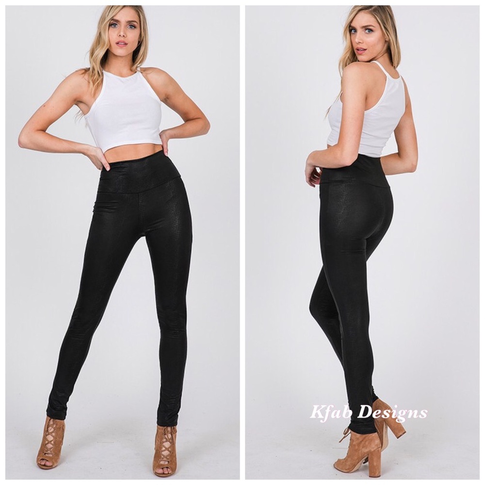 ❤️LAST! Faux Leather Snakeskin High Waist Leggings - Picture 4 of 7